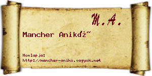 Mancher Anikó névjegykártya